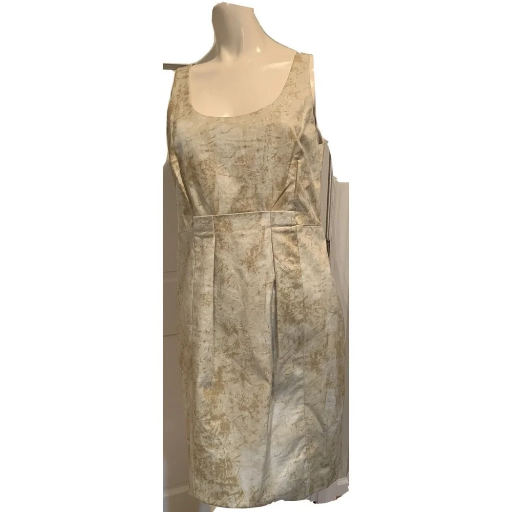 Michael Kors Womens Print Sleeveless Sheath Dress Putty Size 10